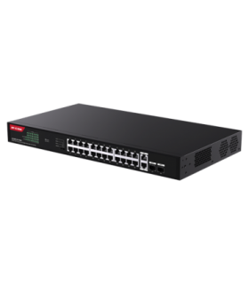 Switch 24 porturi Gigabit PoE, 2 x RJ45 Uplink Gigabit, 2 x SFP Gigabit, 1U - IP-COM G1128P-24-410W