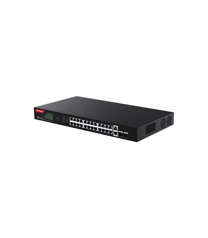 Switch 24 porturi Gigabit PoE, 2 x RJ45 Uplink Gigabit, 2 x SFP Gigabit, 1U - IP-COM G1128P-24-410W