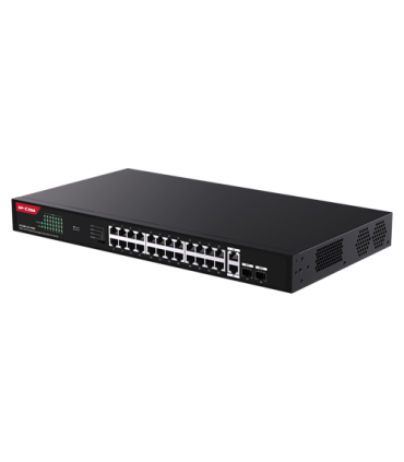 Switch 24 porturi Gigabit PoE, 2 x RJ45 Uplink Gigabit, 2 x SFP Gigabit, 1U - IP-COM G1128P-24-410W