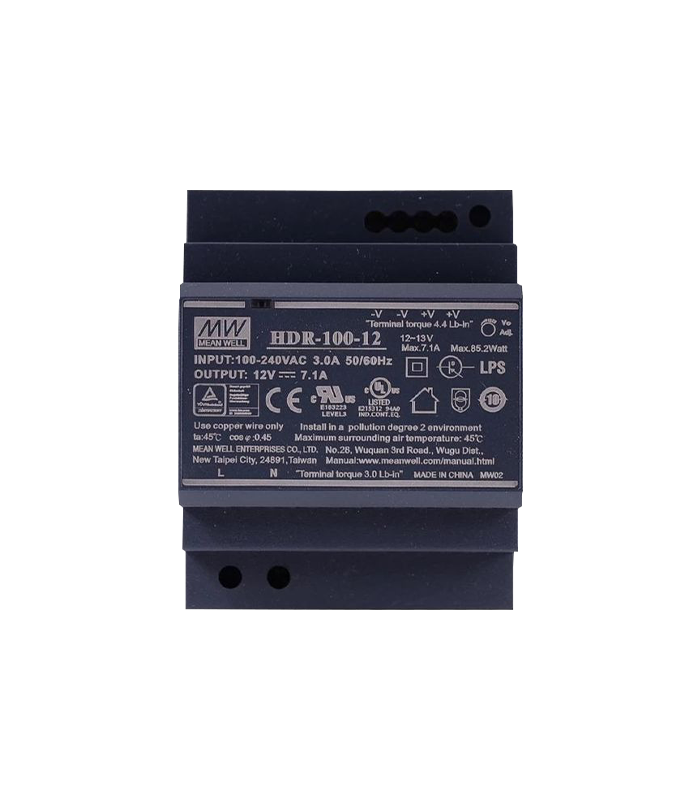 Sursa de alimentare in comutatie, 12V / 7.1A, sina DIN - MEAN WELL HDR-100-12 