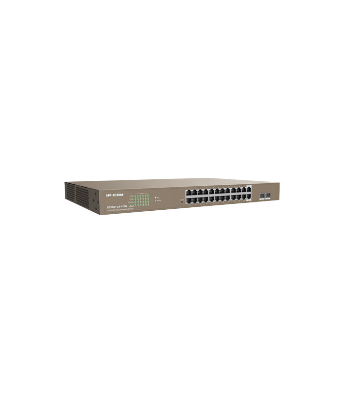 Switch 24 porturi PoE+ Gigabit, 2 porturi SFP Gigabit, Management, 370W, 1U - IP-COM G3326P-24-410W