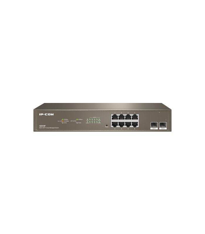 Switch 8 x RJ45 Gigabit, 2 x SFP Gigabit Uplink, Cloud Management - IP-COM G3310F