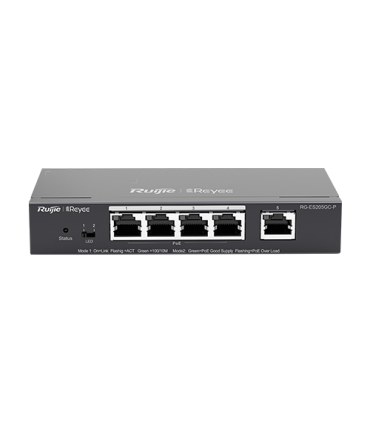 Switch 4 porturi PoE+ RJ45 Gigabit, 1 port uplink RJ45 Gigabit, L2 Cloud Management - Ruijie RG-ES205GC-P