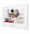 Monitor videointerfon WIFI modular 7 color Hikvision DS-KH6320-WTE1-W  culoare alba ecran LCD 7 color cu touch screeen