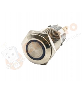 Buton metalic 16mm cu LED Albastru
