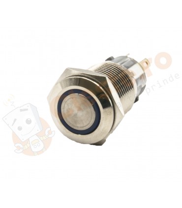 Buton metalic 16mm cu LED Albastru