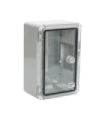 Cutie distributie IP65 din ABS gri, usa transparenta, placa metalica, 300x400x170 mm PP3014