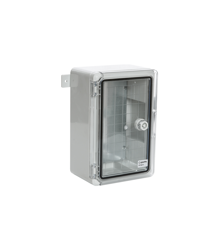 Cutie distributie IP65 din ABS gri, usa transparenta, placa metalica, 300x400x170 mm PP3014