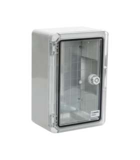 Cutie distributie IP65 din ABS gri, usa transparenta, placa metalica, 400x500x240 mm PP3017