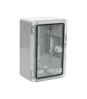 Cutie distributie IP65 din ABS gri, usa transparenta, placa metalica, 400x500x240 mm PP3017