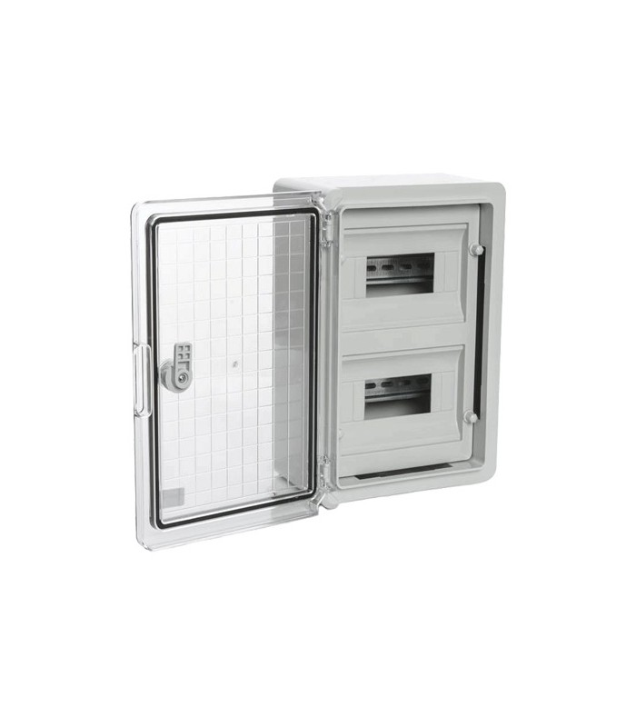 Cutie modulara IP65 din ABS gri, usa transparenta, 2 x 12 module, 300x400x170 mm PP3114