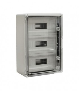 Cutie modulara IP65 din ABS gri, usa transparenta, 3 x 15 module, 350x500x190 mm PP3116