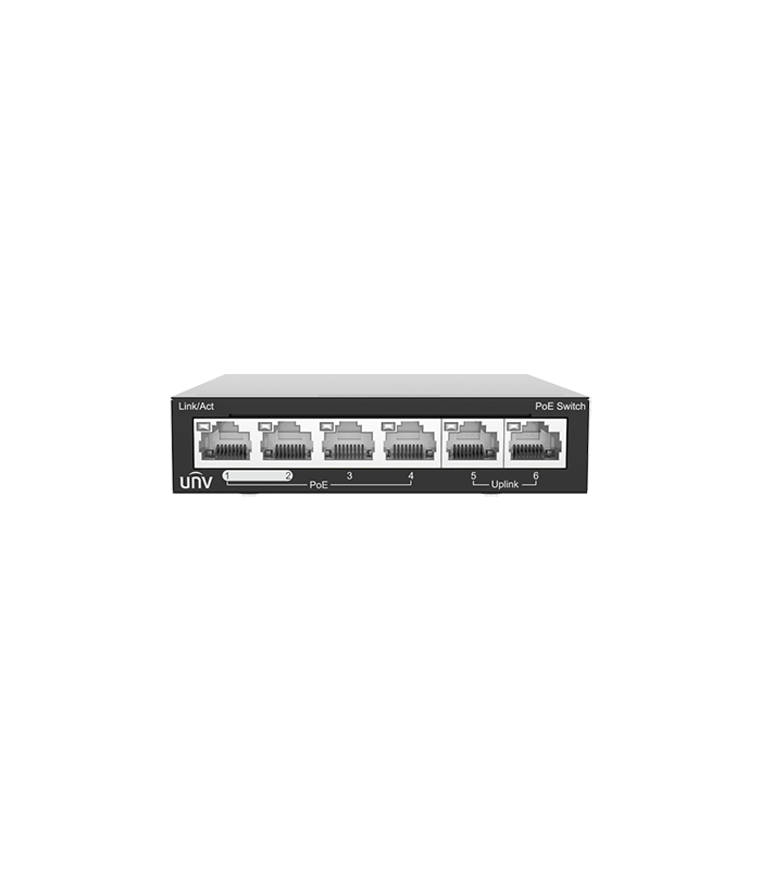 Switch 4 porturi PoE, 2 porturi uplink RJ45 - UNV NSW2020-6T-POE-IN