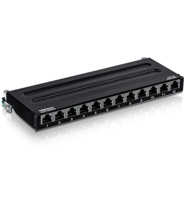 Patch Panel Wall Mount, 12 porturi RJ45 UTP, Cat6a, Ecranat, 0.5U - TRENDnet TC-P12C6AS