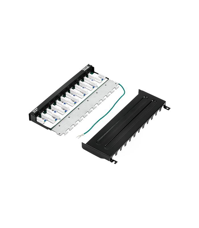 Patch Panel Wall Mount, 12 porturi RJ45 UTP, Cat6a, Ecranat, 0.5U - TRENDnet TC-P12C6AS