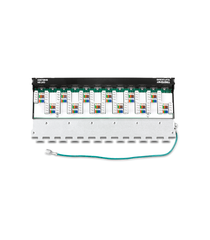 Patch Panel Wall Mount, 12 porturi RJ45 UTP, Cat6a, Ecranat, 0.5U - TRENDnet TC-P12C6AS