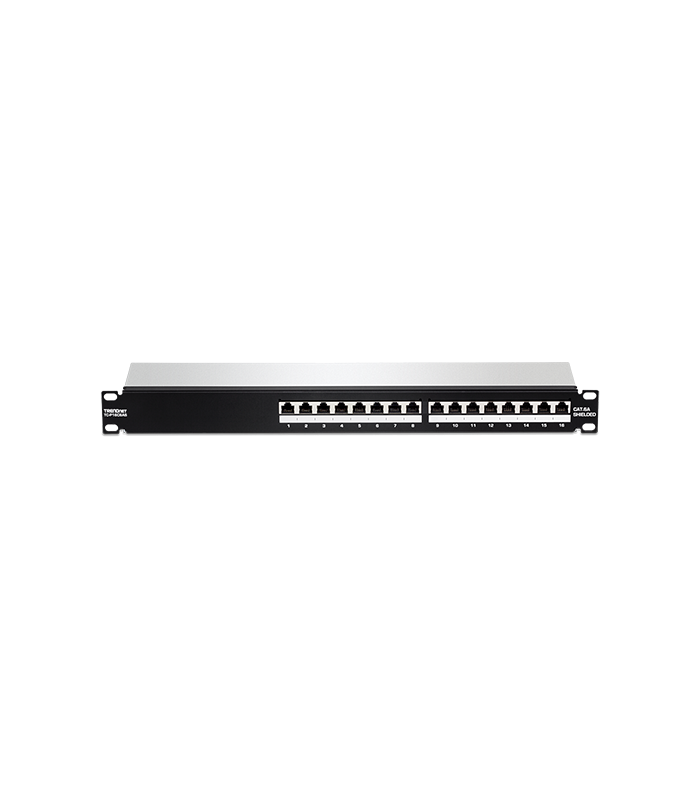 Patch Panel 16 porturi RJ45 UTP, Cat6a, Ecranat, 1U - TRENDnet TC-P16C6AS