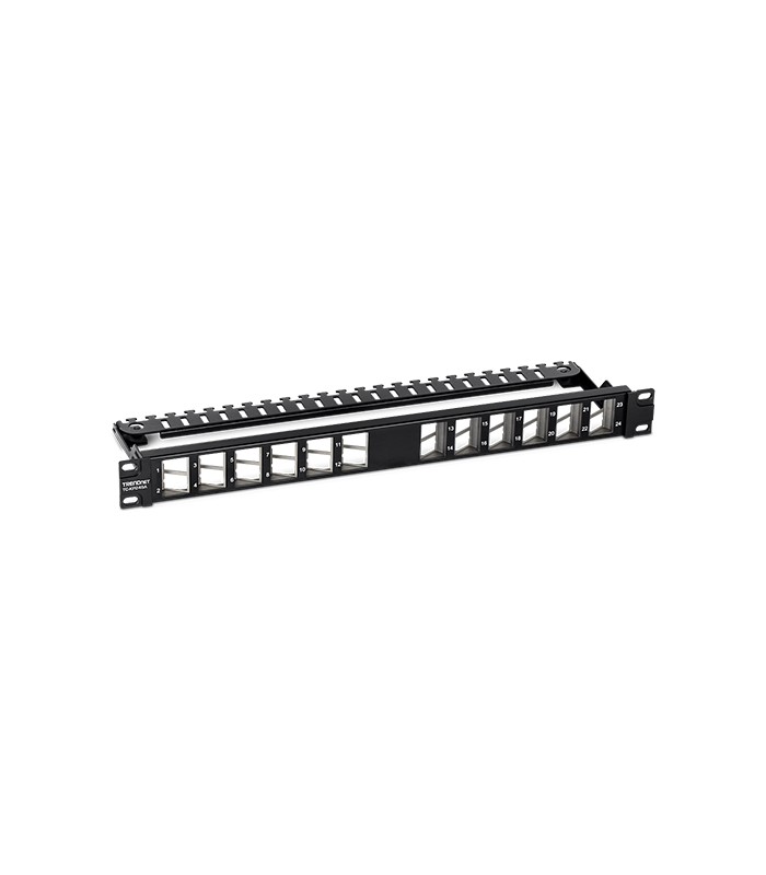 Patch Panel ecranat 24 porturi blank keystone inclinate 1U - TRENDnet TC-KP24SA