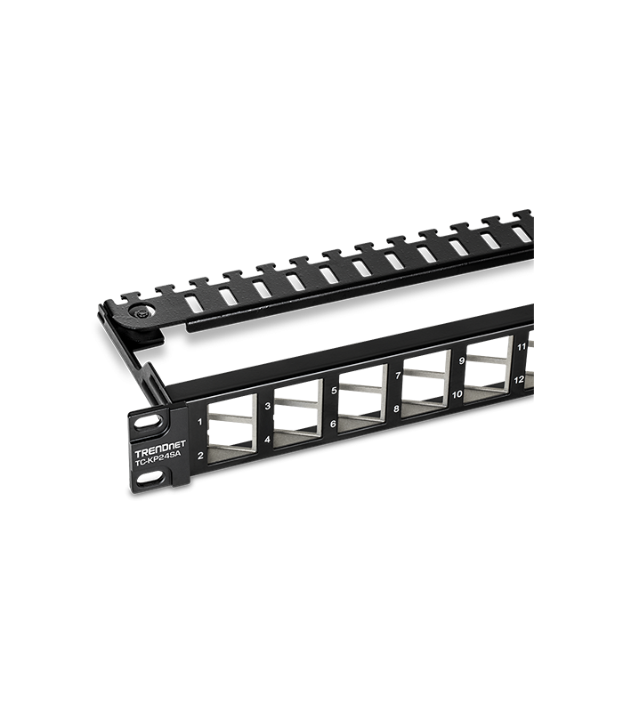 Patch Panel ecranat 24 porturi blank keystone inclinate 1U - TRENDnet TC-KP24SA