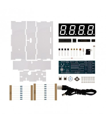 Kit electronic ceas cu termometru DIY Rosu
