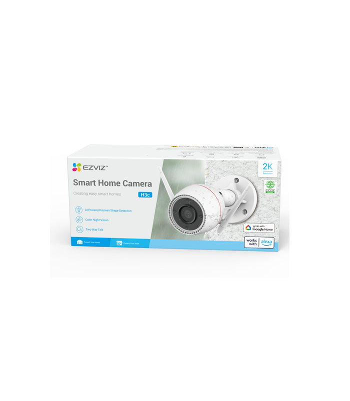 Camera IP EZVIZ de exterior, WI-Fi, rezolutie 2K+, Audio bidirectional, distanta IR 30 metri, imagini color 24/7 CS-H3c-2K+