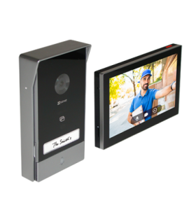 Kit interfon video inteligent EZVIZ, rezolutie 2k, monitor TFT 7 inch, instalare pe 2 fire, RFID, comenzi poarta/usa, SDcard,