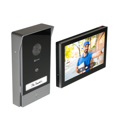 Kit interfon video inteligent EZVIZ, rezolutie 2k, monitor TFT 7 inch, instalare pe 2 fire, RFID, comenzi poarta/usa, SDcard,