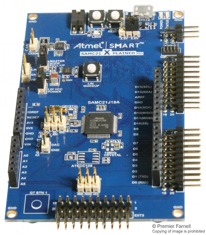 Kit de evaluare, SAM C21 Xplained Pro, ATSAMC21J18A MCU, Debugger încorporat 