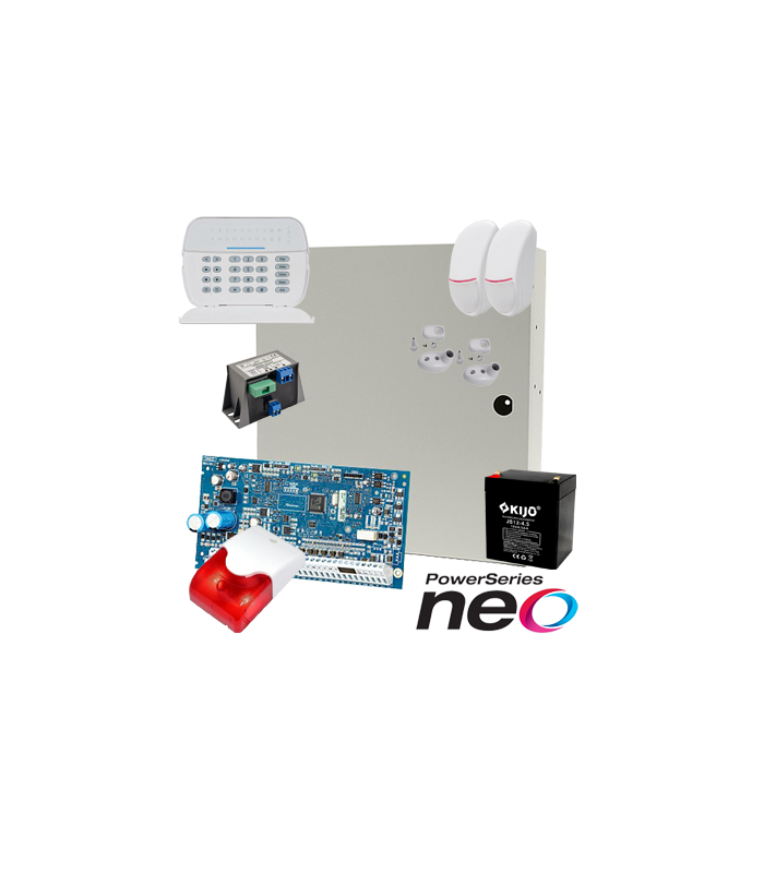Kit alarma la efractie DSC NEO cu sirena interioara KIT2016INT