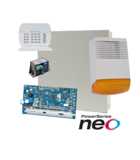 Kit alarma la efractie DSC NEO cu sirena exterioara KIT2016BS