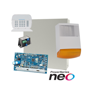 Kit alarma la efractie DSC NEO cu sirena exterioara KIT2016BS