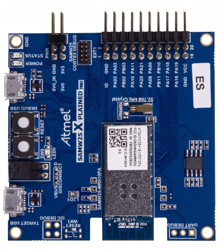 Placa de evaluare, platforma hardware wireless pentru evaluarea modulului Wi-Fi Atmel